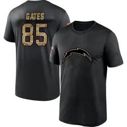 Antonio Gates Los Angeles Chargers Men's Black 2020 Salute To Service Performance T-Shirt