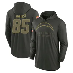 Antonio Gates Los Angeles Chargers Men's Forest/Green 2025 Salute to Service Sideline Lightweight Hooded Pullover Long Sleeve T-