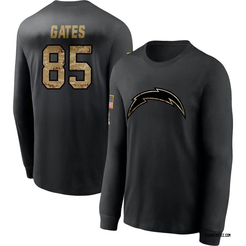 Antonio Gates Los Angeles Chargers Youth Black 2020 Salute To Service Sideline Performance Long Sleeve T-Shirt