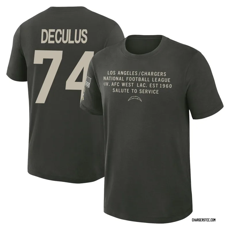 Austin Deculus Los Angeles Chargers Men's Dark/Green 2025 Salute to Service Sideline Slub T-Shirt