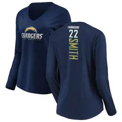 Genesis Smith Los Angeles Chargers Women's Navy Backer Long Sleeve T-Shirt -