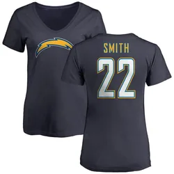 Genesis Smith Los Angeles Chargers Women's Navy by Name & Number Slim Fit V-Neck T-Shirt -