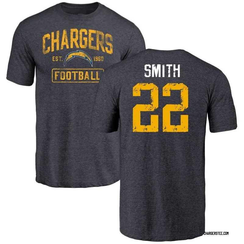 Genesis Smith Los Angeles Chargers Youth Navy by Distressed Name & Number Tri-Blend T-Shirt -