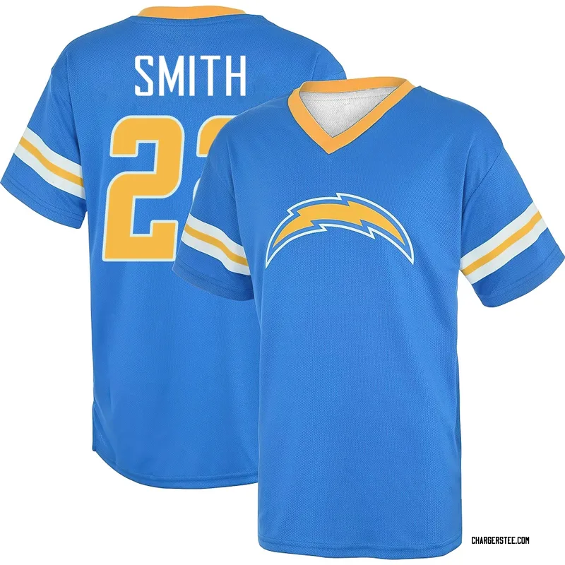 Genesis Smith Los Angeles Chargers Youth Royal Name & Number Game Day V-Neck T-Shirt