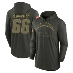 Jake Slaughter Los Angeles Chargers Youth Forest/Green 2025 Salute to Service Sideline Lightweight Hooded Pullover Long Sleeve T
