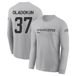 Jordan Oladokun Los Angeles Chargers Men's Gray 2024 Salute to Service Long Sleeve T-Shirt