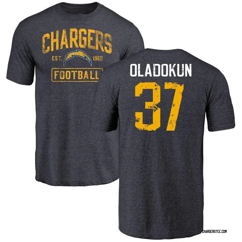 Jordan Oladokun Los Angeles Chargers Men's Navy by Distressed Name & Number Tri-Blend T-Shirt -