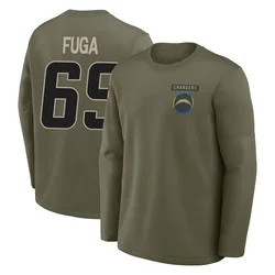 Josh Fuga Los Angeles Chargers Men's Olive 2025 Salute to Service Sideline Coaches Long Sleeve T-Shirt