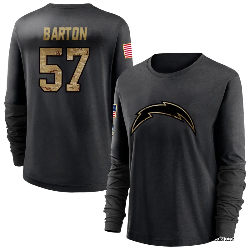 Lander Barton Los Angeles Chargers Women's Black 2020 Salute To Service Sideline Performance Long Sleeve T-Shirt