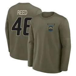 Nikko Reed Los Angeles Chargers Men's Olive 2025 Salute to Service Sideline Coaches Long Sleeve T-Shirt