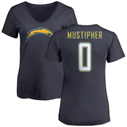 Sam Mustipher Los Angeles Chargers Women's Navy by Name & Number Slim Fit V-Neck T-Shirt -