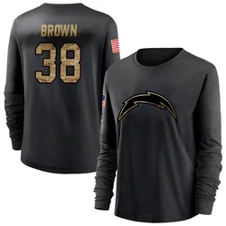 Sincere Brown Los Angeles Chargers Women's Black 2020 Salute To Service Sideline Performance Long Sleeve T-Shirt
